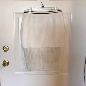 NWOT White skirt with mesh overlay